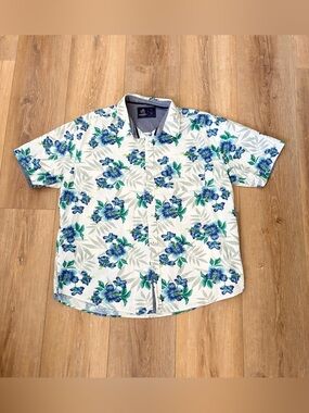 Rugby University Men's Hawaiian Shirt Short Sleeve Cotton Button-Up SIZE 2X